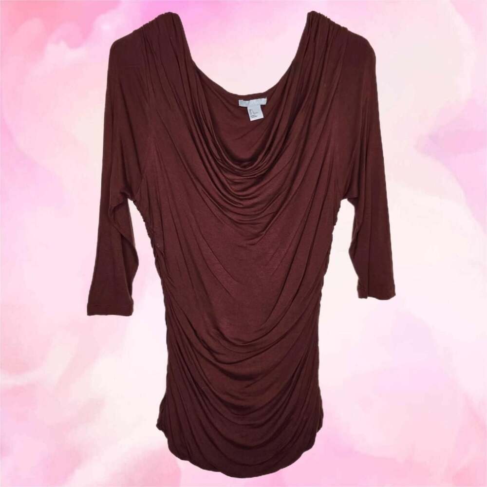 H&M Draped Cowl Neck Ruched Tunic Top